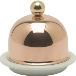 Mauviel M'30 botervloot ø 9 cm porselein koper brons