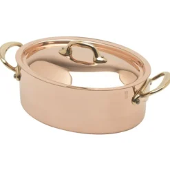 Mauviel M'150B ovale braadpan met deksel ø 30 cm koper bronzen greep