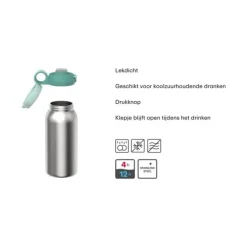 Mepal Campus Dino isoleerfles met flipdop 500 ml rvs