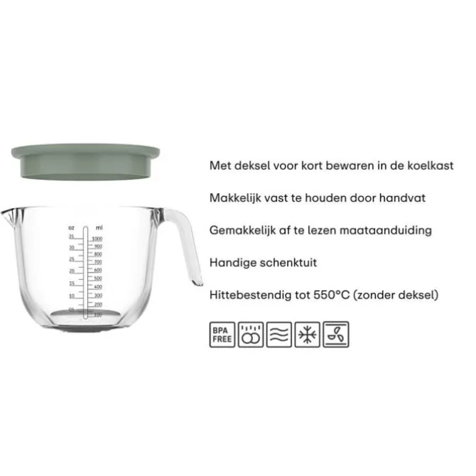Mepal Chef It maatbeker 1 liter glas Chalk