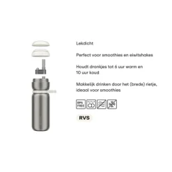 Mepal Twist isoleerfles 600 ml rvs Moss Green