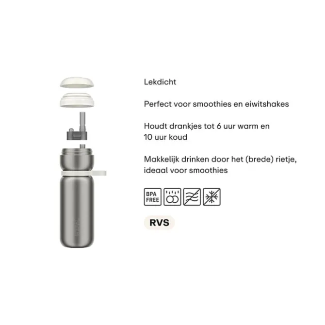 Mepal Twist isoleerfles 600 ml rvs Ceramic White