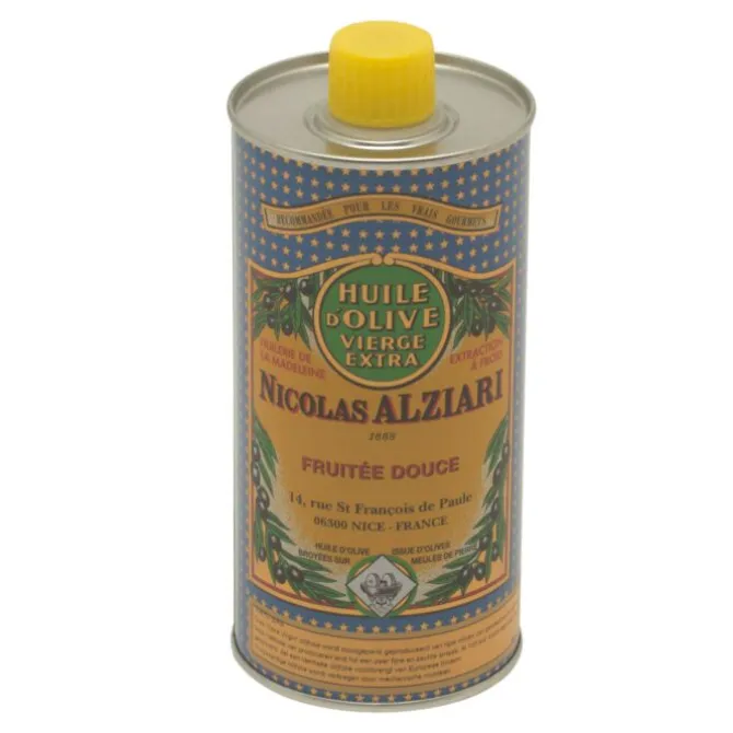 Nicolas Alziari olijfolie Fruitée Douce blik 500 ml blauw
