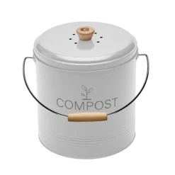 Nogent Guillouard compostemmer met filter 8 liter rvs wit