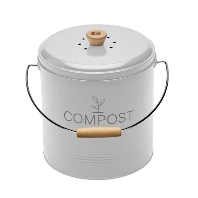 Nogent Guillouard compostemmer met filter 8 liter rvs wit