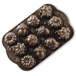 Nordic Ware Autumn Delights bakvorm 12 stuks aluminium bronskleurig