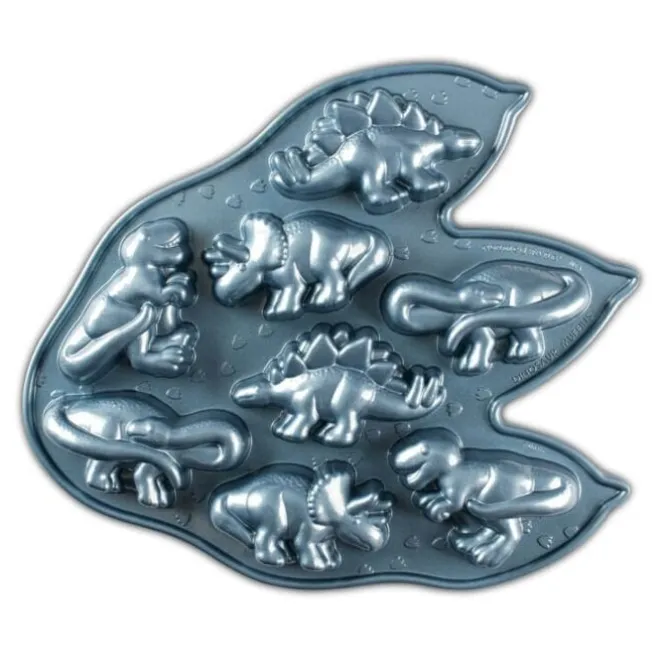 Nordic Ware bakvorm dinosaurus 8,5 cm aluminium 8 stuks