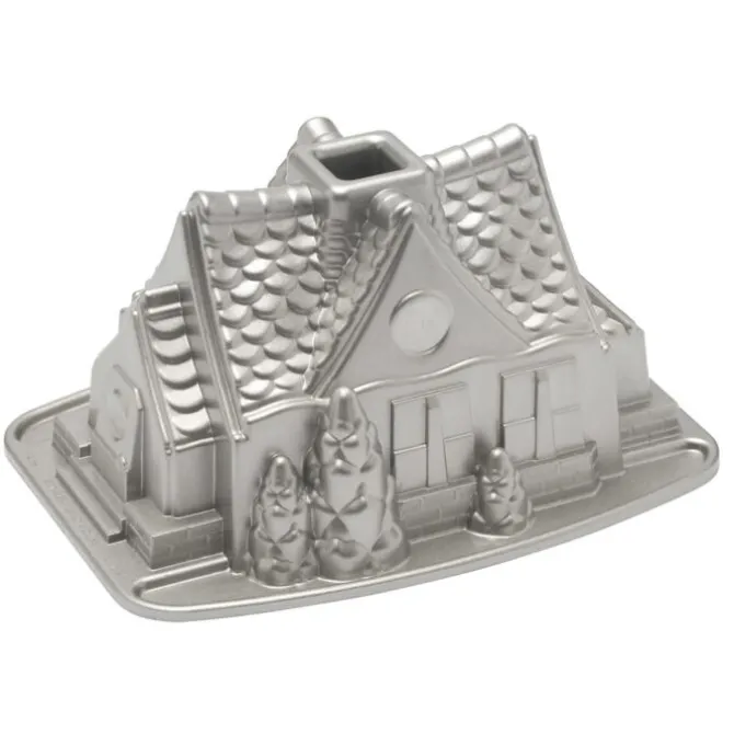 Nordic Ware bakvorm gingerbreadhuis 2,1 liter aluminium glans