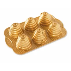 Nordic Ware Bijenkorf bakvorm 6 stuks ø 7 cm aluminium goudkleurig