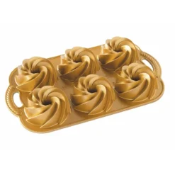 Nordic Ware Heritage Bundt bakvorm 6 tulbanden 37 cm gietaluminium goudkleurig