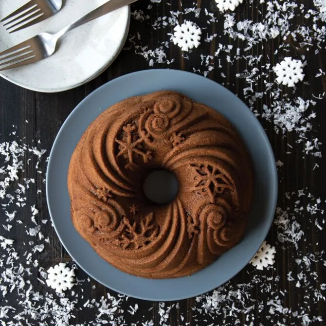 Nordic Ware Let it Snow bundt tulbandvorm aluminium grijs