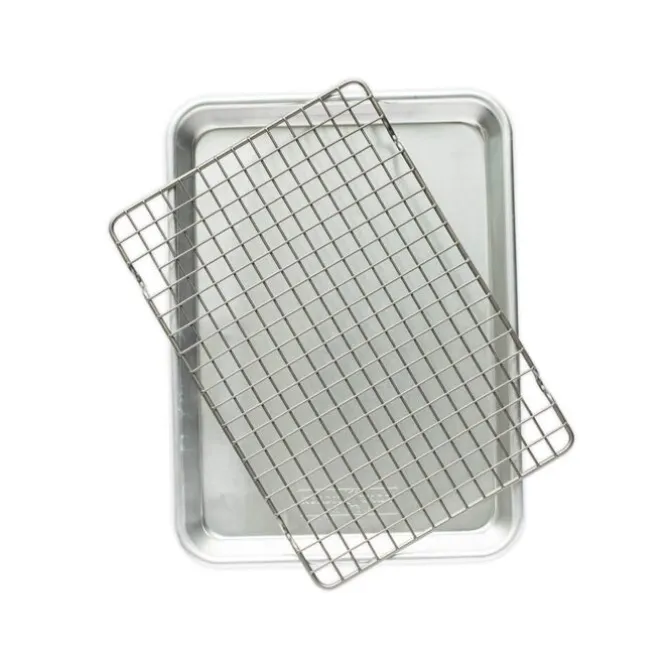 Nordic Ware Naturals bakplaat met rooster 34 x 23 cm aluminium grijs