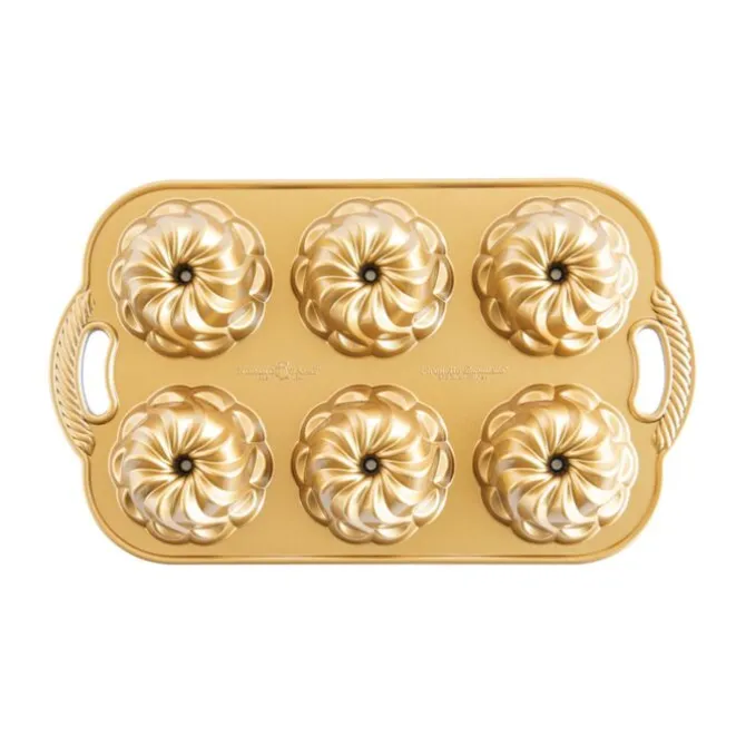 Nordic Ware Pirouette Bundlette bakvorm 6 stuks aluminium goudkleurig