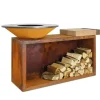 OFYR Island 85-100 vuurkorf - barbecue met meubel en plank van teakhout