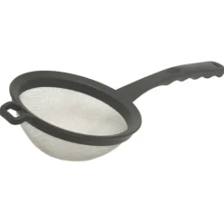 Oldenhof bolzeef met zwarte greep rond 16 cm rvs-kunststof