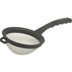 Oldenhof bolzeef met zwarte greep rond 14 cm rvs-kunststof