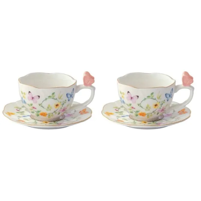Oldenhof Dancing Butterflies koffiekop met schotel 120 ml porselein 4-delig