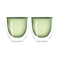 Oldenhof dubbelwandig espressoglas 80 ml glas groen 2 stuks