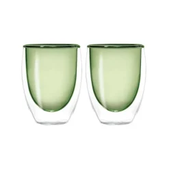 Oldenhof dubbelwandig koffieglas 220 ml glas groen 2 stuks
