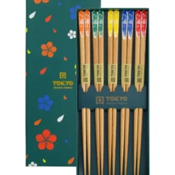 Oldenhof eetstokjes Cubes Hout Flower Turquoise 22,5 cm 5