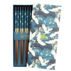 Oldenhof eetstokjes giftbox Crane Blue 5 stuks