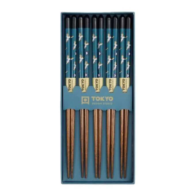 Oldenhof eetstokjes giftbox Crane Blue 5 stuks