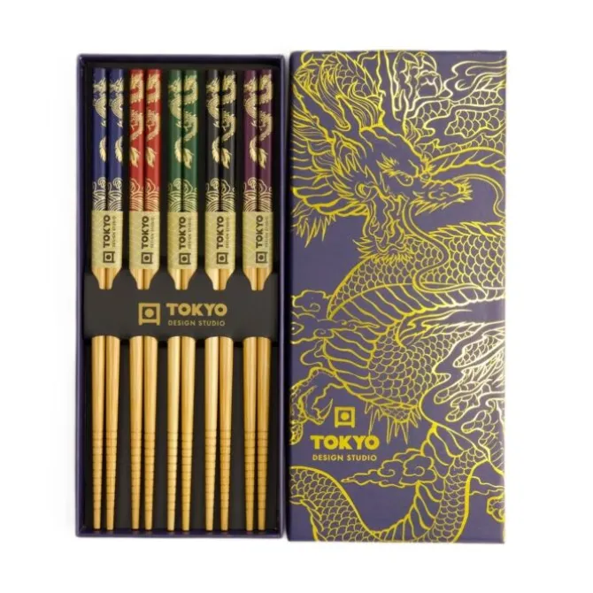 Oldenhof eetstokjes giftbox Dragon 5 stuks