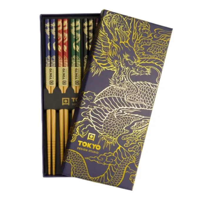 Oldenhof eetstokjes giftbox Dragon 5 stuks