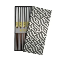 Oldenhof eetstokjes giftbox Silver 5 stuks