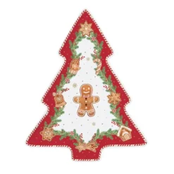 Oldenhof Fancy Gingerbread serveerbord kerstboom 25,5 x 20,5 cm porselein