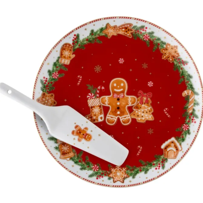 Oldenhof Fancy Gingerbread taartset porselein 2-delig