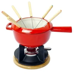 Oldenhof fondueset ø 20 cm 6-persoons gietijzer rood