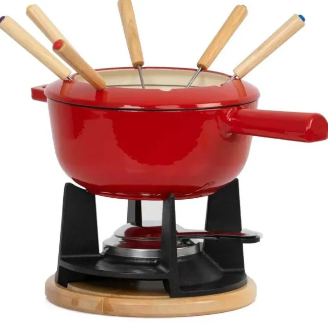 Oldenhof fondueset ø 20 cm 6-persoons gietijzer rood