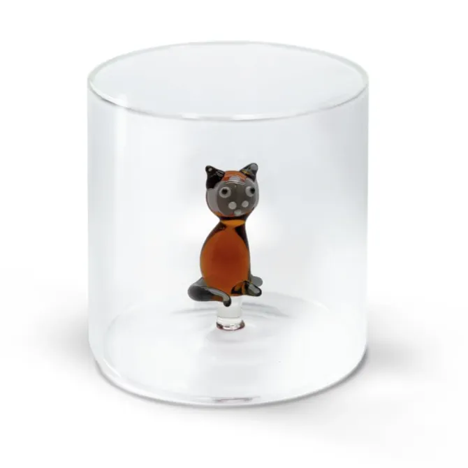 Oldenhof glazen beker met Siamese kat 250 ml