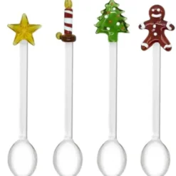 Oldenhof glazen lepeltjes kerst set van 4