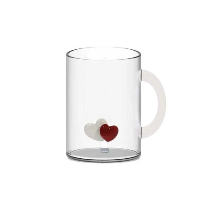 Oldenhof glazen mok met hartjes 420 ml