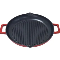Oldenhof grillpan met 2 grepen ø 31 cm gietijzer rood