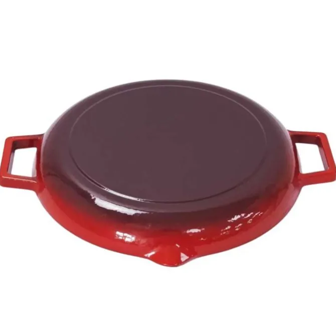 Oldenhof grillpan met 2 grepen ø 31 cm gietijzer rood