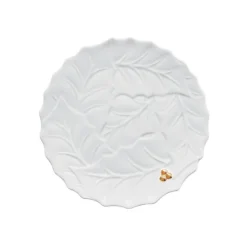 Oldenhof Holly & Berries serveerbord 20 cm porselein cadeaubox wit