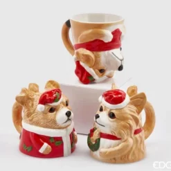 Oldenhof Hond met sjaal beker 12 cm aardewerk