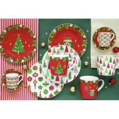 Oldenhof Jingle Bells dessertbord ø 19 cm porselein 4 stuks