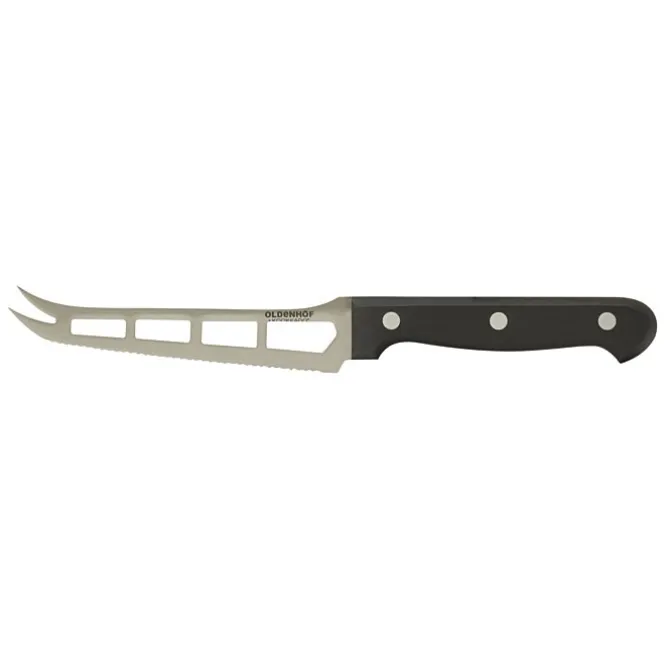 Oldenhof kaasmes met uitsparingen 14 cm rvs zwart