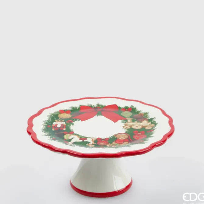 Oldenhof Kerstkrans taartplateau 10 x 21,5 cm aardewerk