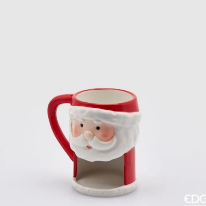 Oldenhof Kerstman beker met ruimte voor koekje 12 cm aardewerk