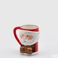 Oldenhof Kerstman beker met ruimte voor koekje 12 cm aardewerk