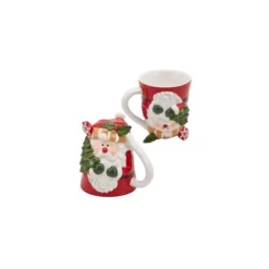 Oldenhof Kerstman upside down beker 12 cm hoog aardewerk rood