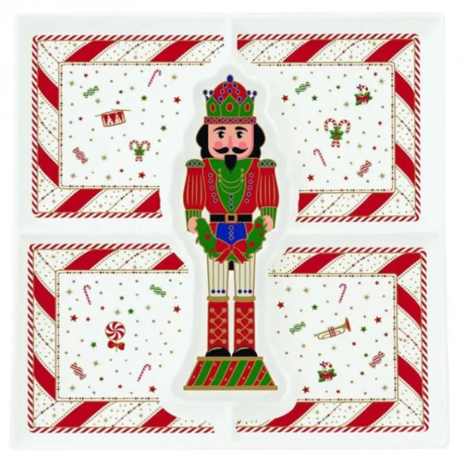 Oldenhof Nutcracker Twist serveerbord 25 x 25 cm porselein