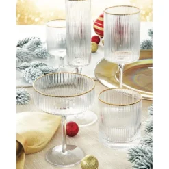 Oldenhof ORO champagneflûte met gouden rand 200 ml glas 2 stuks