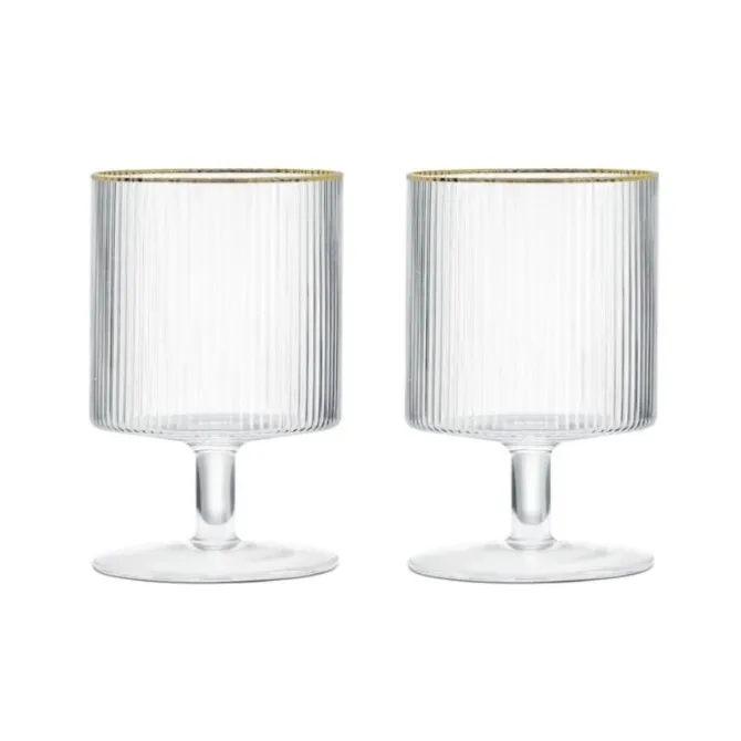 Oldenhof ORO wijnglas met gouden rand 280 ml glas 2 stuks