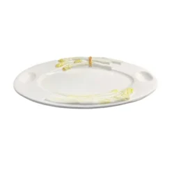Oldenhof ovale schaal Asperges met 2 eigaten geel